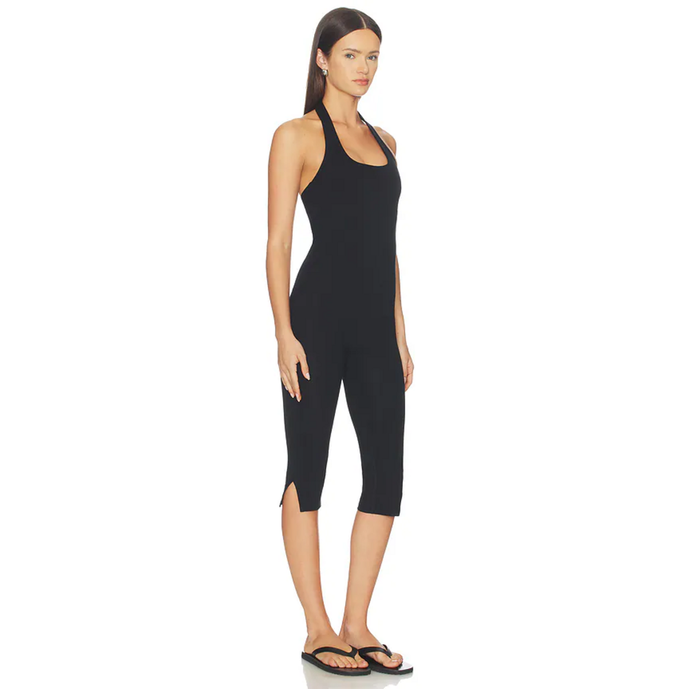 LNA Capri Halter Onesie in Black - Picture 2 of 4